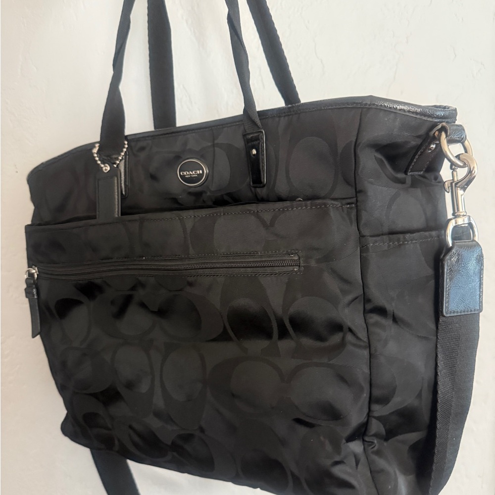 Coach Black Signature Nylon Tote Diaper Bag